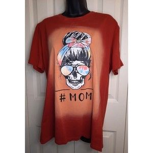 Bleached Tee -  Mom Life - Skull - Bleached Shirt - Messy Bun - Cool Mom T shirt